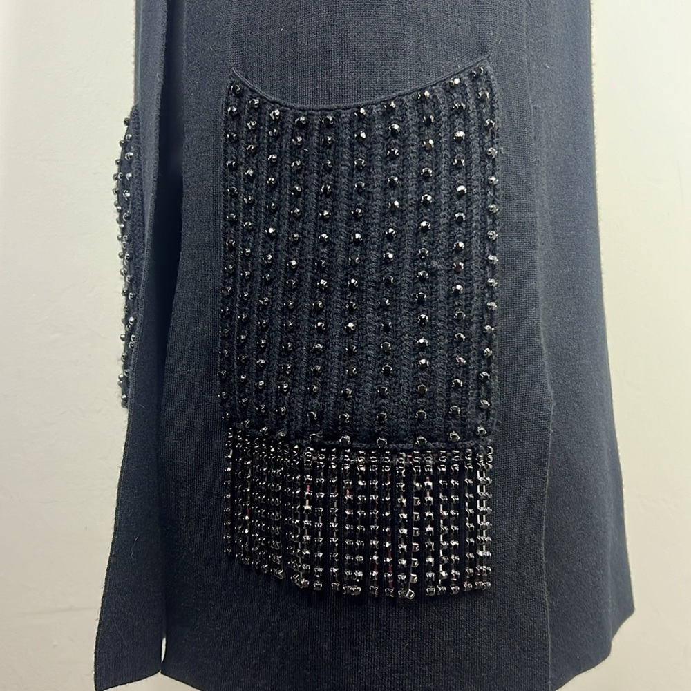 KOBI HALPERIN Black Ashton Beaded Fringe Sweater Vest S - Picture 5 of 10
